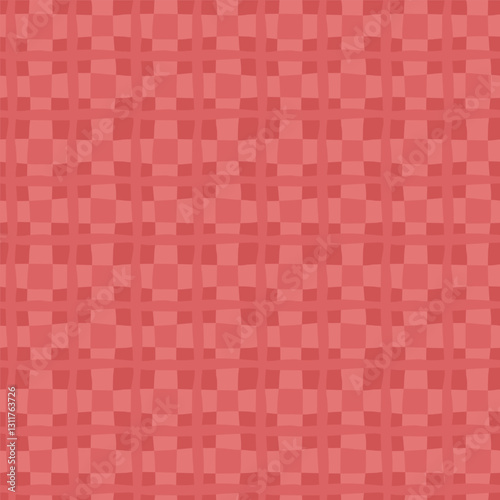 Scottish traditional red tartan pattern with hearts for fabric and textile printing, wallpaper, background and wrapping paper.