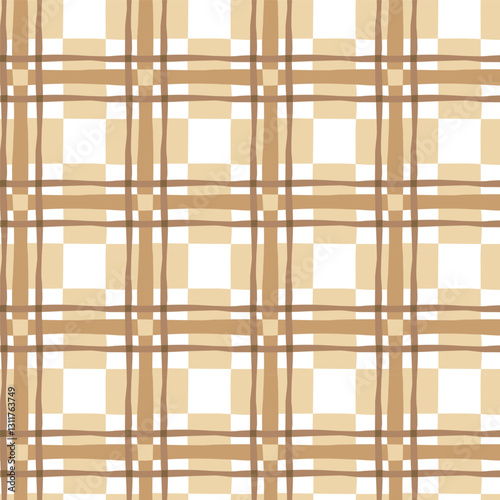 Rough Scottish traditional beige tartan pattern for fabric and textile printing, wallpaper, background and wrapping paper
