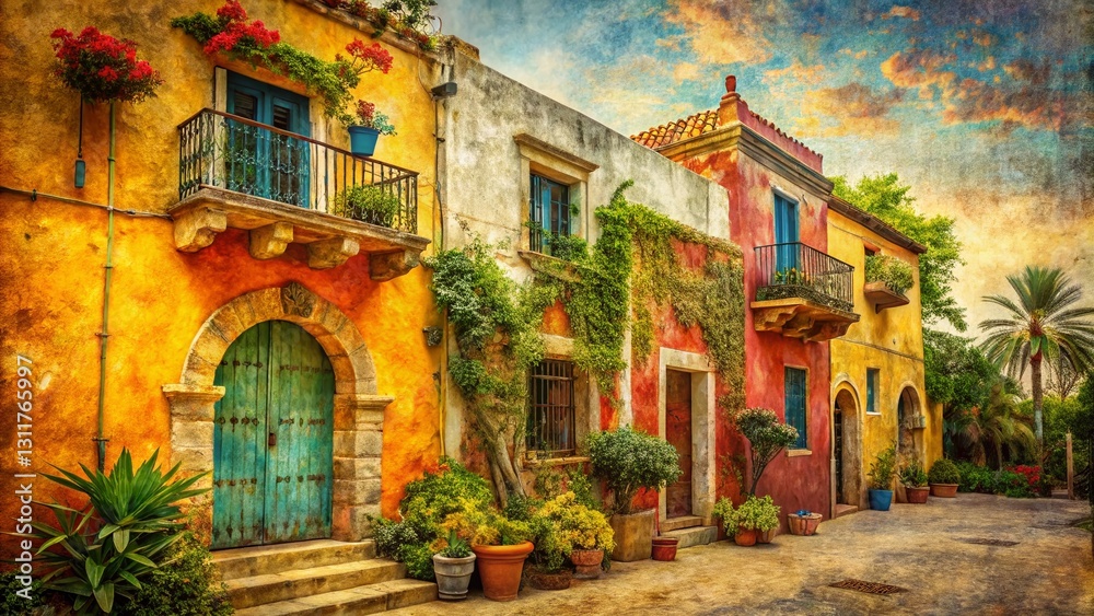 Fototapeta premium Vintage Hand-Painted Architectural Textures: Freeform Design Stock Photo