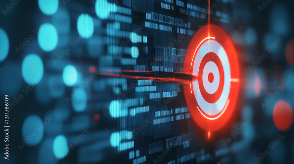 Fototapeta premium Target symbol on digital background, representing focused strategy and precision