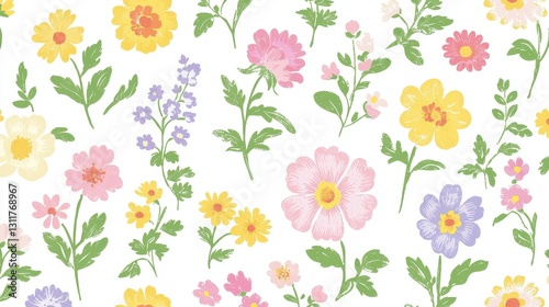 Floral Pattern Design on White Background (1)