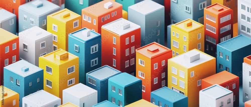 Fototapeta premium Colorful Miniature Buildings in an Urban City Landscape