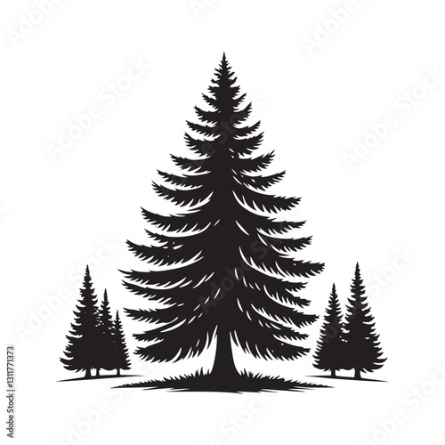 Douglas Tree Silhouette - Minimalist Tree Design - Douglas Tree Vector - Illustration of Douglas Tree.