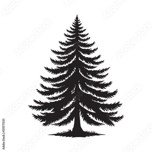 Douglas Tree Silhouette - Minimalist Tree Design - Douglas Tree Vector - Illustration of Douglas Tree.
