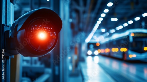 Security camera with red light for surveillance