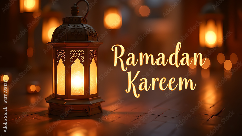 Warm Glow of Ramadan Kareem Lantern Decoration Warm Glow of Ramadan Kareem Lantern Decoration