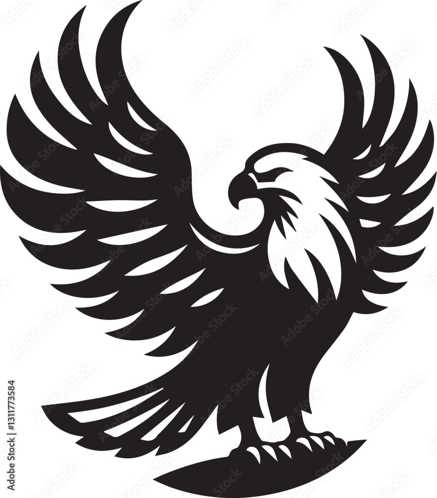 Fototapeta premium black eagle tattoo vector, eagle silhouette vector, eagle logo vector, eagle vector icon, eagle silhouette vector isolated on white background