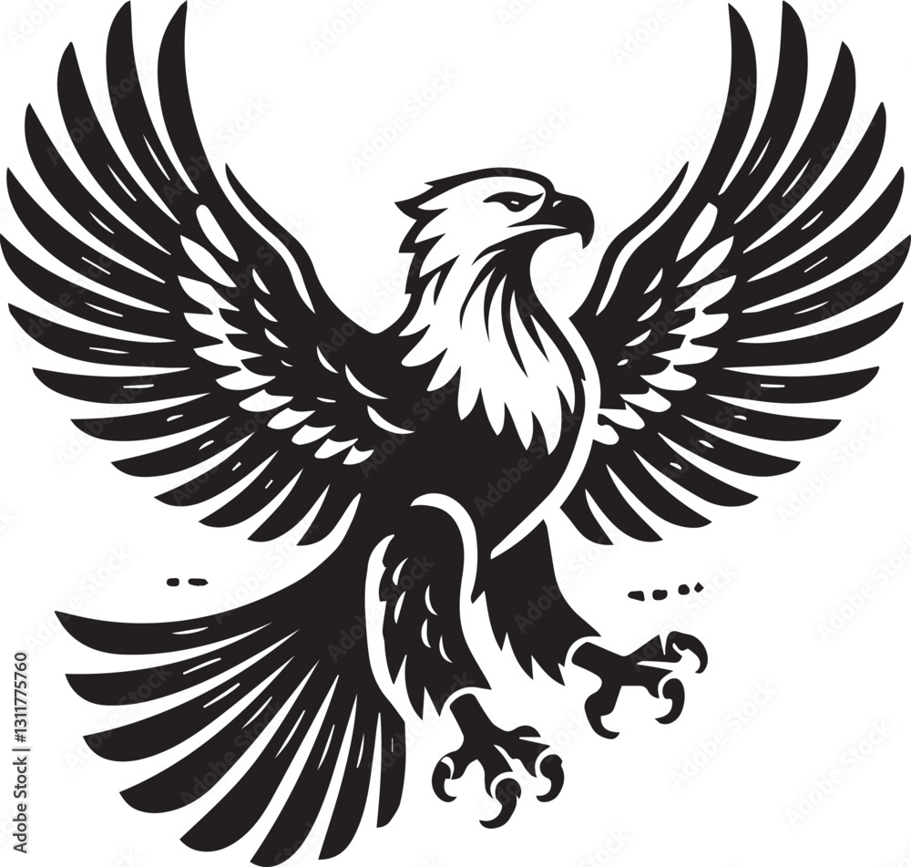 Obraz premium black eagle tattoo vector, eagle silhouette vector, eagle logo vector, eagle vector icon, eagle silhouette vector isolated on white background