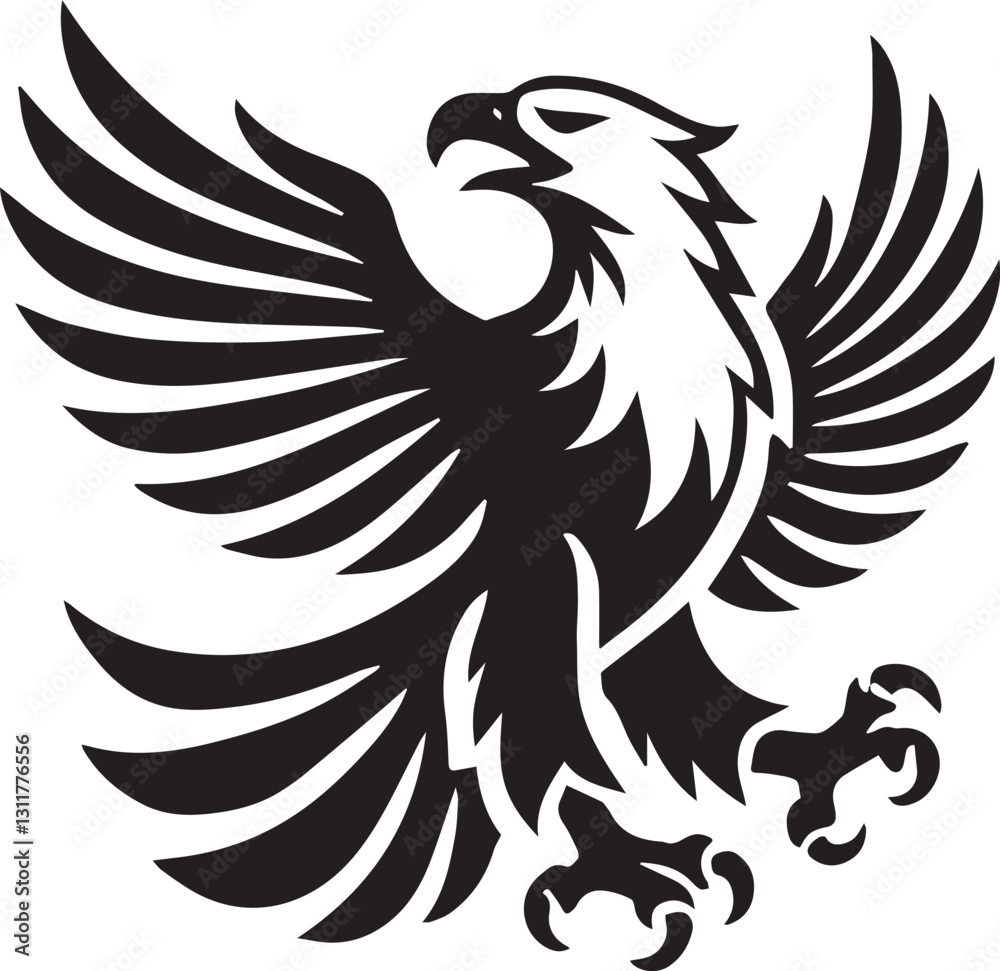 Fototapeta premium black eagle tattoo vector, eagle silhouette vector, eagle logo vector, eagle vector icon, eagle silhouette vector isolated on white background