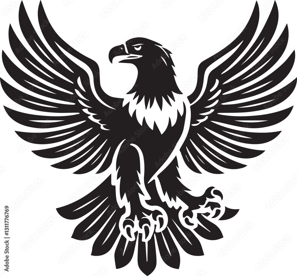 Obraz premium black eagle tattoo vector, eagle silhouette vector, eagle logo vector, eagle vector icon, eagle silhouette vector isolated on white background