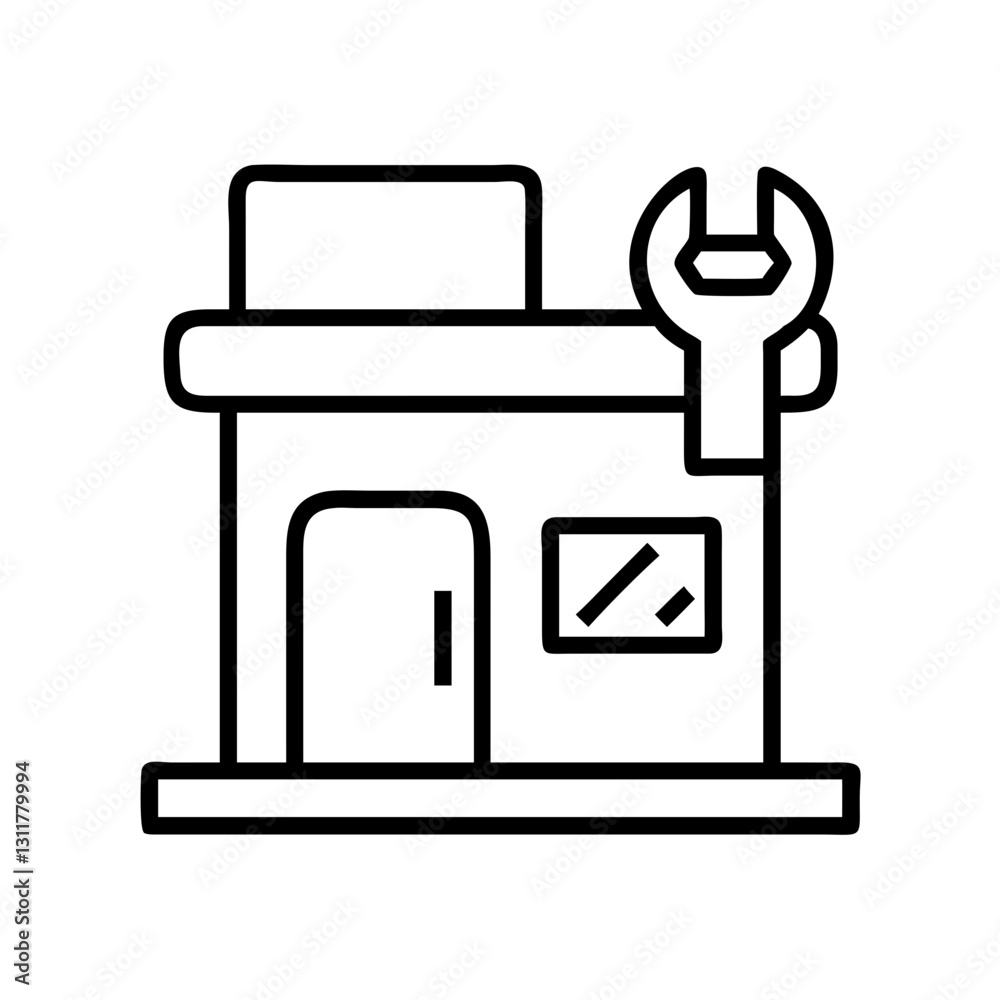 service station icon, service station line art - simple line art of service station, perfect for service station logos and icons service station icon, service station line art - simple line art of service station, perfect for service station logos and icons