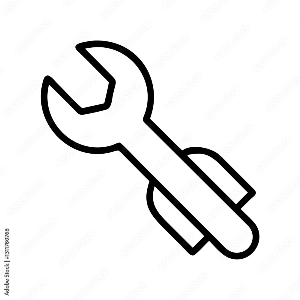 wrench icon, wrench line art - simple line art of wrench, perfect for wrench logos and icons wrench icon, wrench line art - simple line art of wrench, perfect for wrench logos and icons