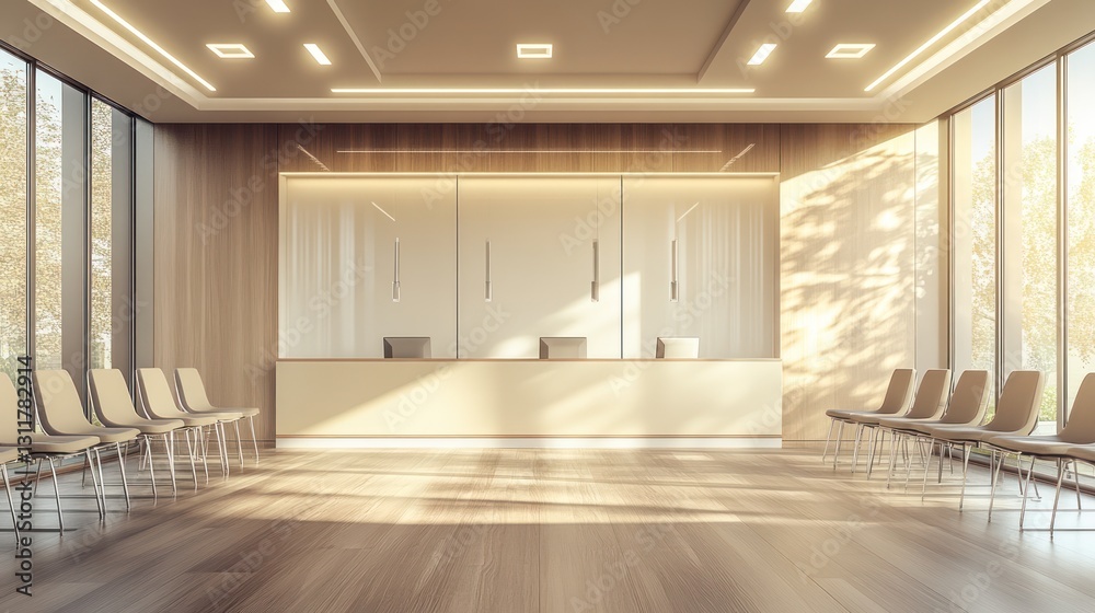 Modern Lobby Reception Area with Waiting Chairs Modern Lobby Reception Area with Waiting Chairs