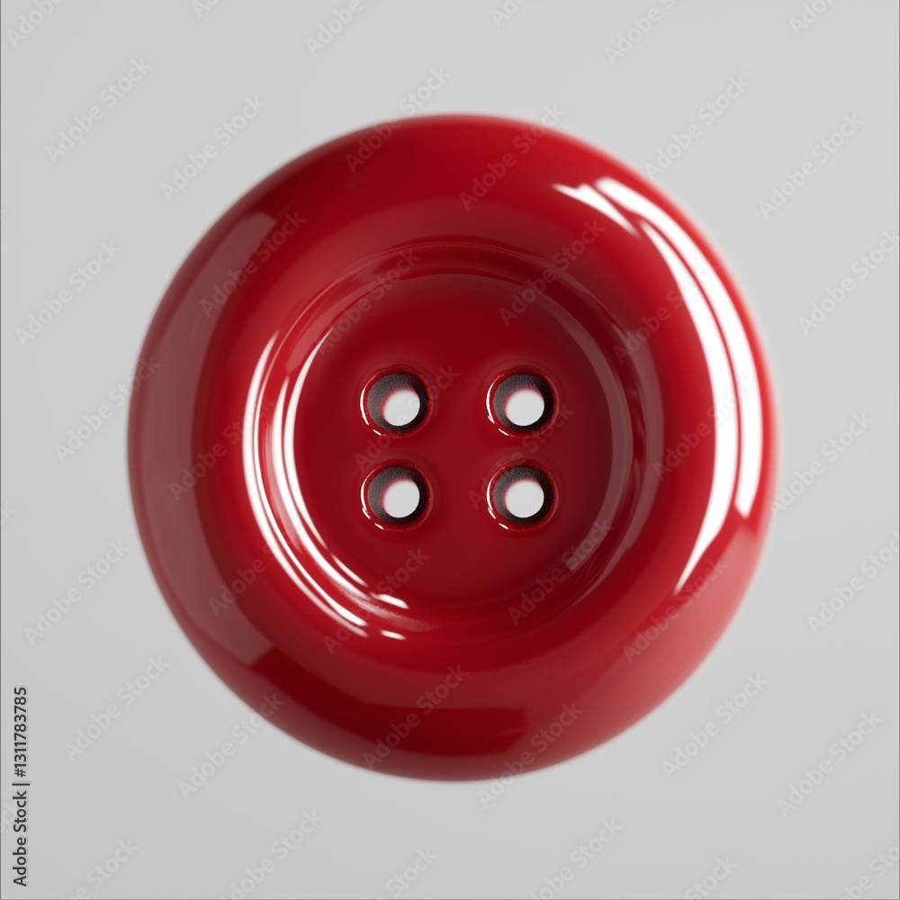 Shiny Red Four-Hole Button on White Background
Shiny Red Four-Hole Button on White Background