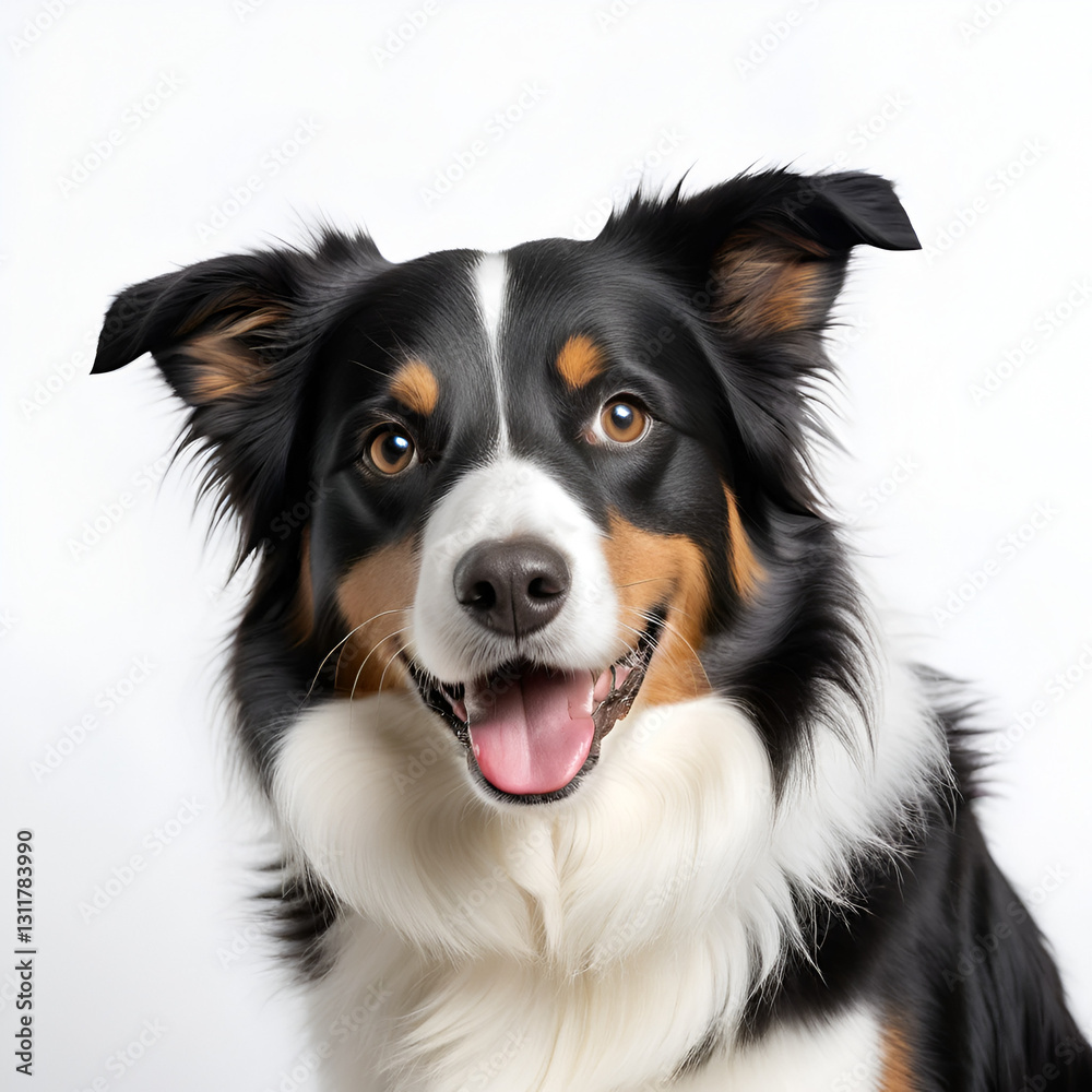Fototapeta premium Border collie sorrindo em fundo branco
