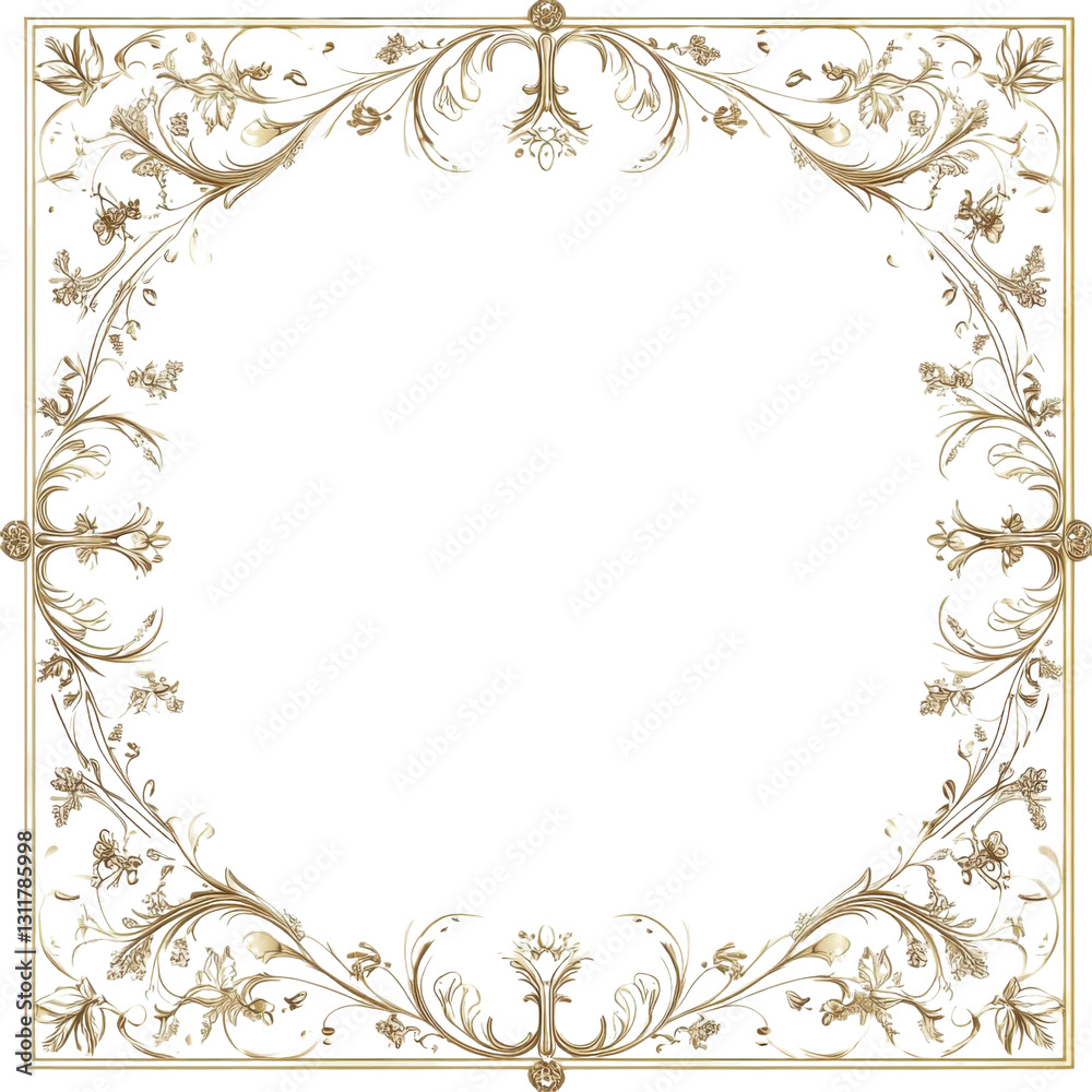 Circle golden frame with floral ornament. Isolated on transparent background. Circle golden frame with floral ornament. Isolated on transparent background.