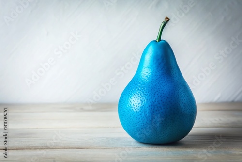 Vintage Still Life: Blue Rubber Pear on White Background - Retro Product Photography