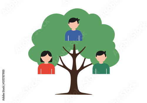 Family tree 3 members clipart. Three people are depicted within a tree, symbolizing a family tree. Vector illustration design.