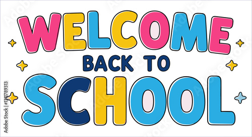 Back to school fun and colorful typography vector design. Welcome back to school typography vector. Colorful typography welcome back to school vector for t-shirt