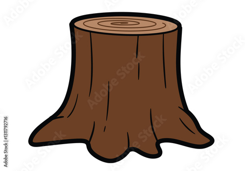 Clip art tree trunk. This image shows a brown tree stump with visible rings and bark. Vector illustration design.