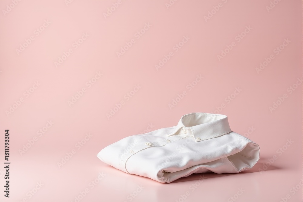 Obraz premium Minimalist dress shirt neatly folded on a pastel dusty pink canvas
