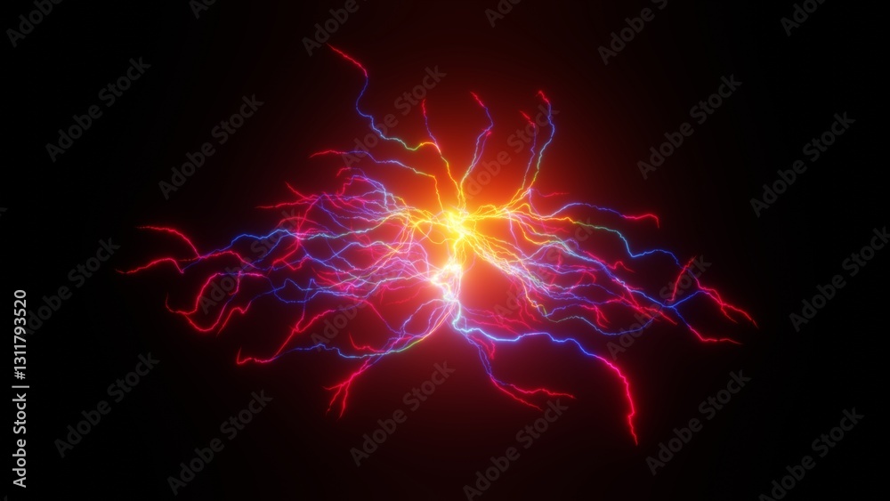 Fototapeta premium 荒れ狂う放電のエネルギーの3Dイラスト
