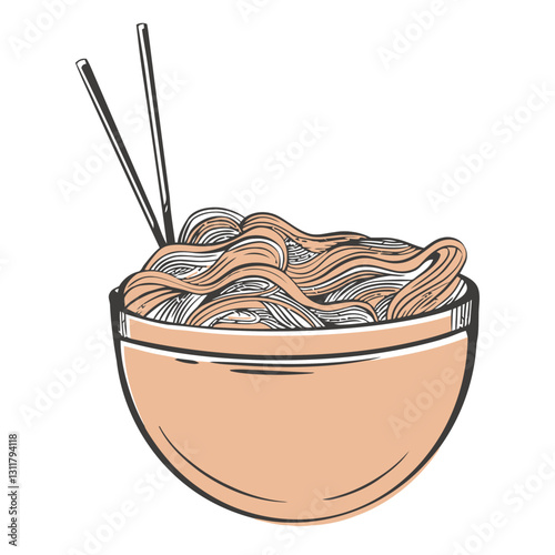pasta noodles bowl drawn.eps