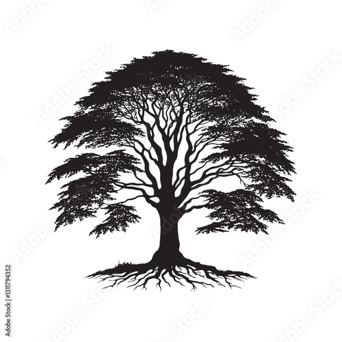 European beech tree Silhouette - Minimalist Tree Vector - European beech tree Illustration - European beech tree art -  Tree Deign.