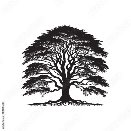 European beech tree Silhouette - Minimalist Tree Vector - European beech tree Illustration - European beech tree art -  Tree Deign.