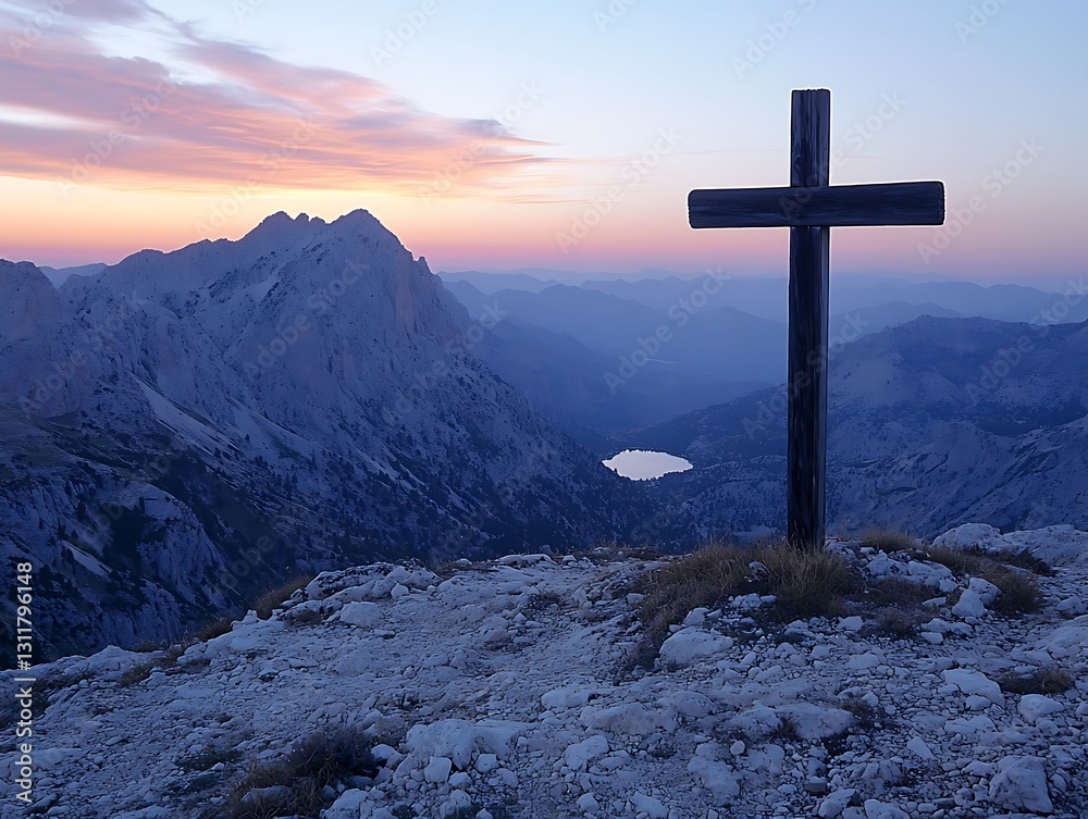 Sunrise mountaintop cross. Sunrise mountaintop cross.