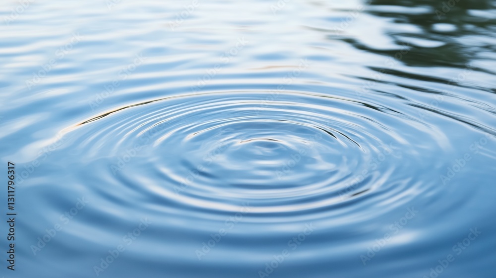 A small ripple in the water. The water is calm and clear A small ripple in the water. The water is calm and clear