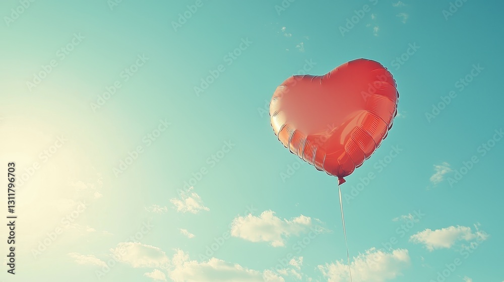 Fototapeta premium Heart Balloon Soaring Skyward