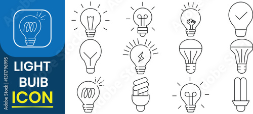 Light bulb icon symbol. Lightning in light bulb icon. Energy, thinking symbol. Idea concept sign, solution, thinking concept, lamp, light, innovation,  shine, shiny, electricity. Vector illustration.