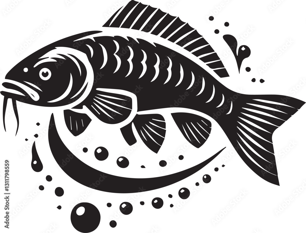 Fototapeta premium vector illustration of a fish, fish silhouette vector, fish logo vector, fish vector icon, fish silhouette vector isolated on white background