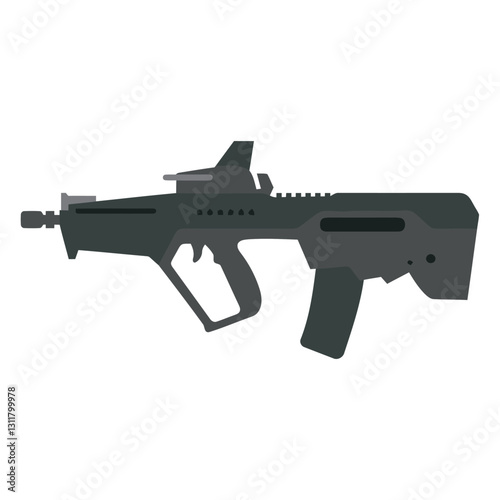 weapon charger butt barrel submachine gun flat.eps