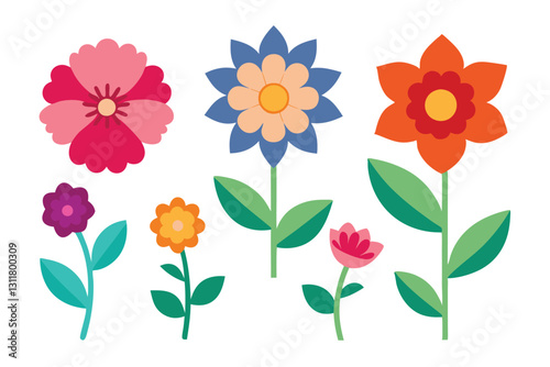 Diverse floral vector illustrations featuring vibrant flowers, perfect for microstock and design projects.