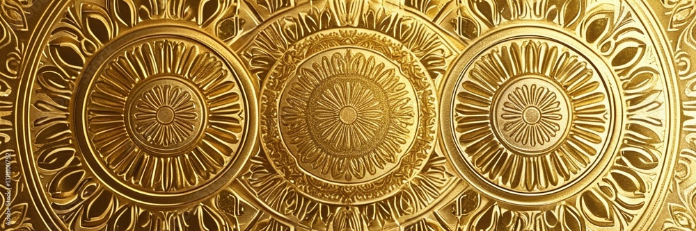 Fototapeta premium Nowruz patterns. A luxurious gold foil background with Subtle Persian Motifs