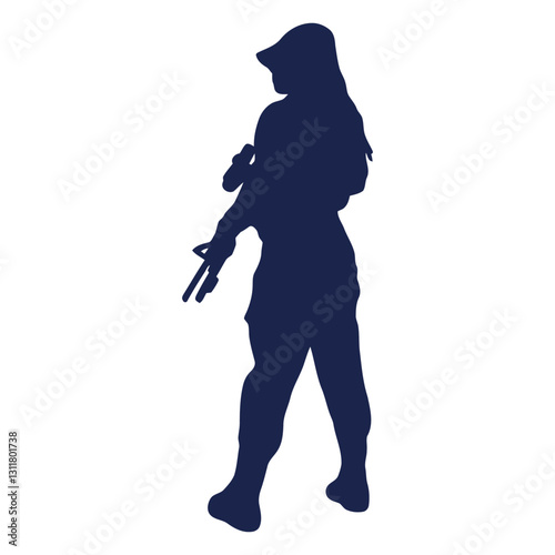 girl rifle left facing ease silhouette 