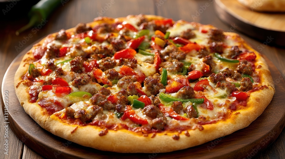 Wood-fired Pizza with Sausage, Peppers, and Caramelized Wood-fired Pizza with Sausage, Peppers, and Caramelized