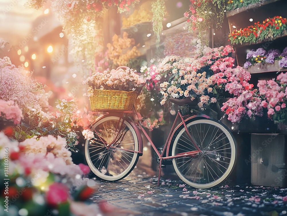 Fototapeta premium 꽃 자전거