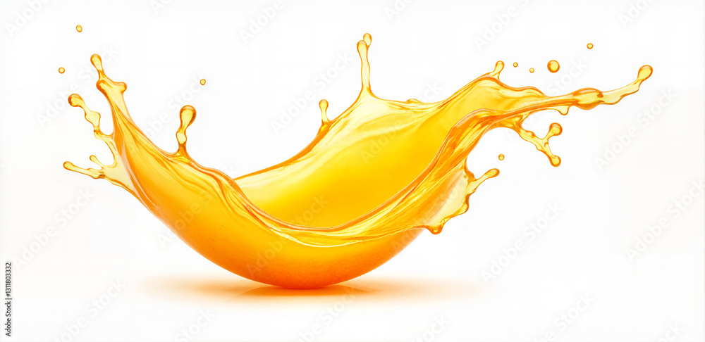 Fototapeta premium Golden splash of liquid evokes refreshment. Dynamic motion captured with translucent color. Perfect for summer.