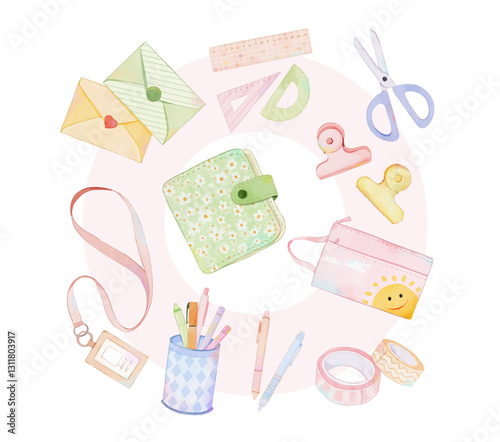 A set of stationery supplies