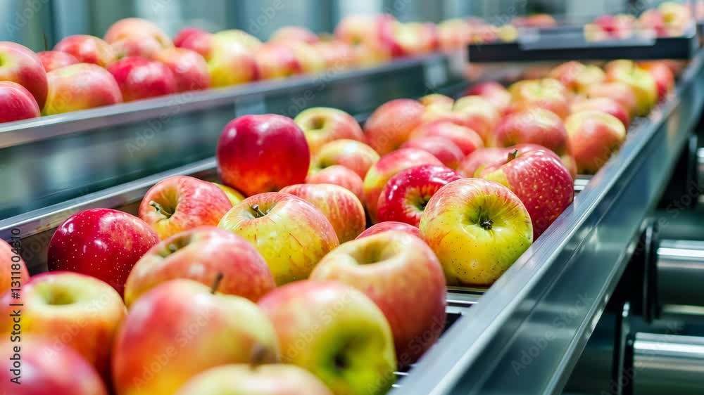 Automated conveyor system streamlines apple processing in a sanitary facility. Automated conveyor system streamlines apple processing in a sanitary facility.