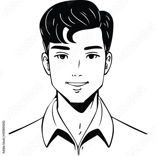 Hand drawn portrait of a handsome man in sketch style