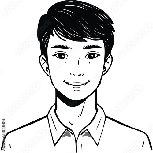 Hand drawn portrait of a handsome man in sketch style