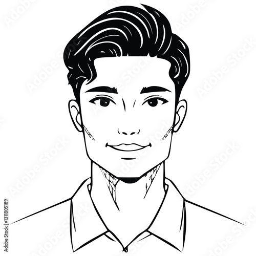 Hand drawn portrait of a handsome man in sketch style