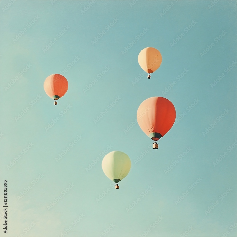 Obraz premium Vibrant Flying Balloons for Festive Celebration | Beautiful Sky Adventure