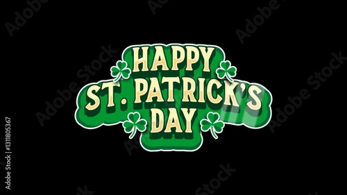 ST. Patrick's Day Text Banner 2d Motion with Black Background.