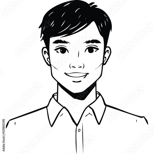 Hand drawn portrait of a handsome man in sketch style