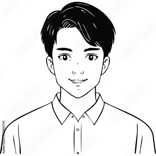 Hand drawn portrait of a handsome man in sketch style